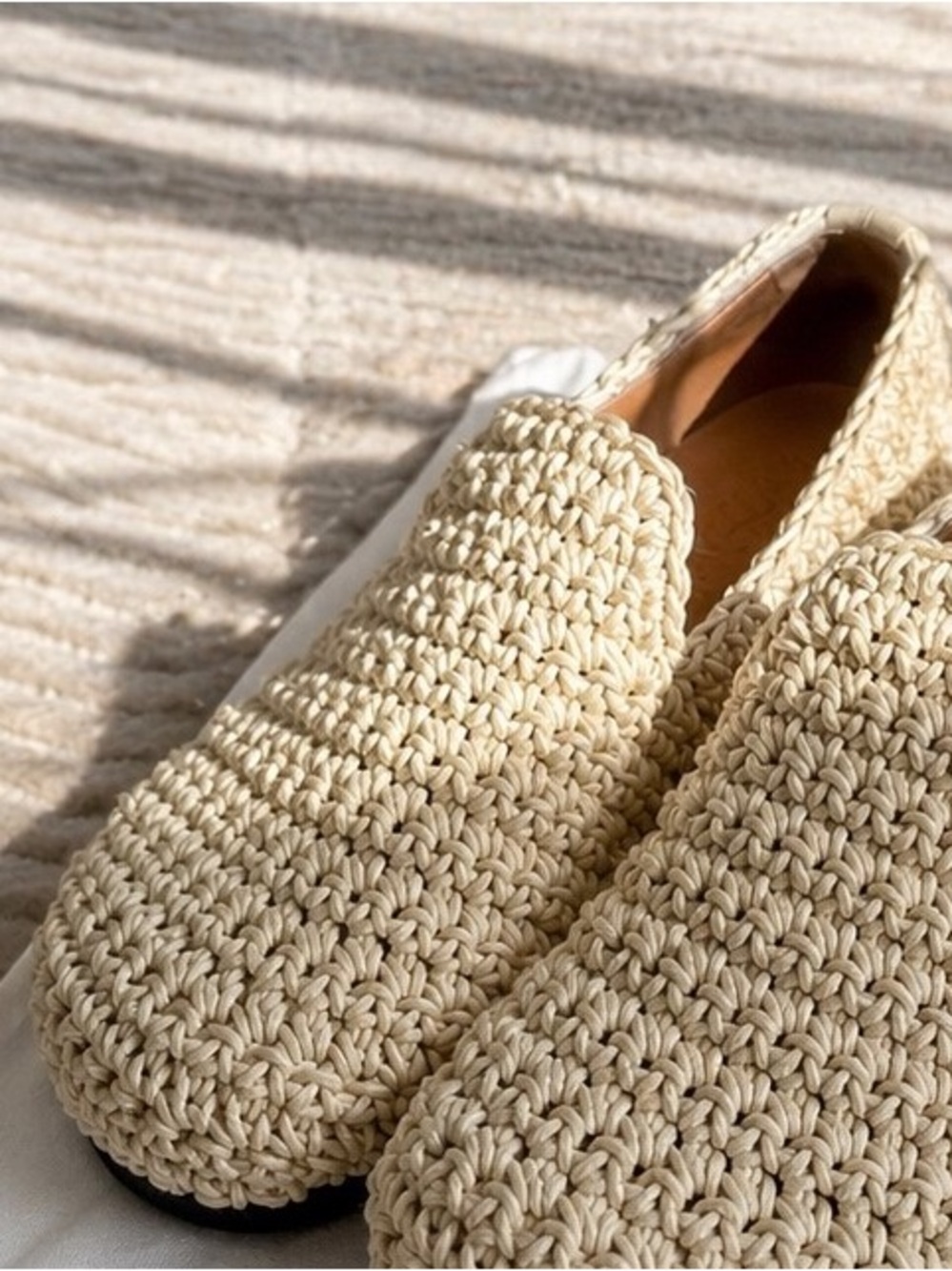 J.W. Anderson Cream Crochet Slip-On Flat